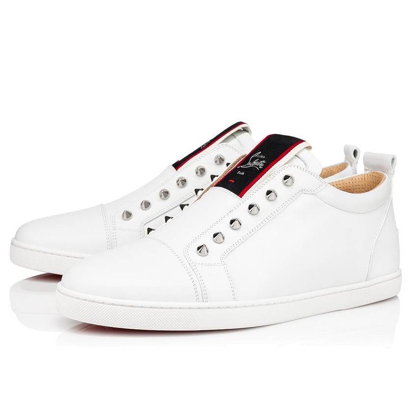 Men's Christian Louboutin F.A.V Fique A Vontade Calf Low Top Sneakers - White [6205-183]